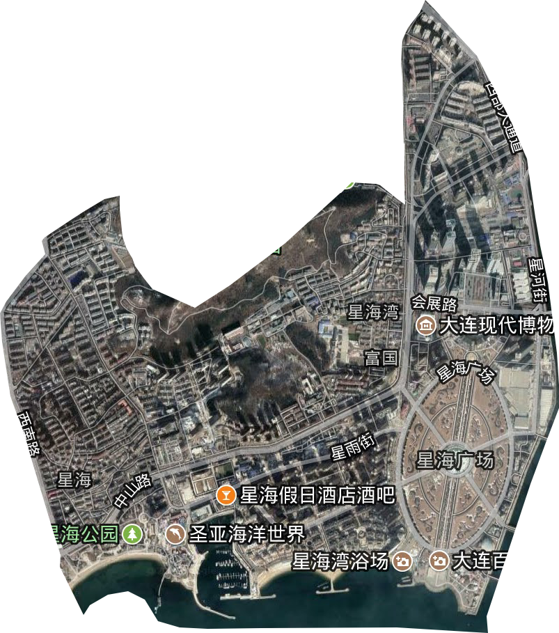 星海湾街道卫星图