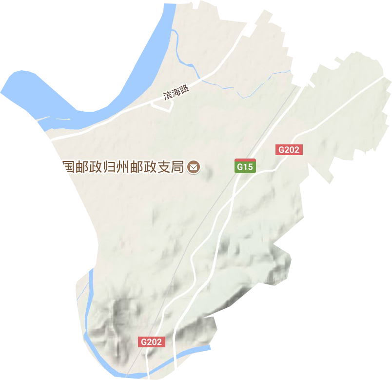 归州街道地形图