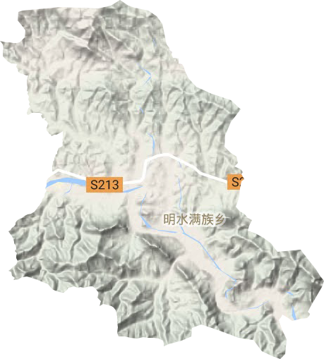 明水满族乡地形图