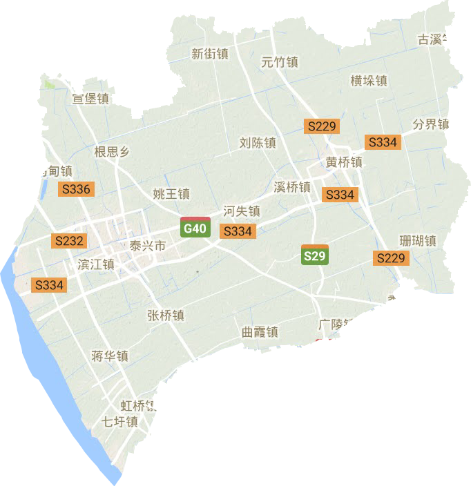 泰兴市地形图