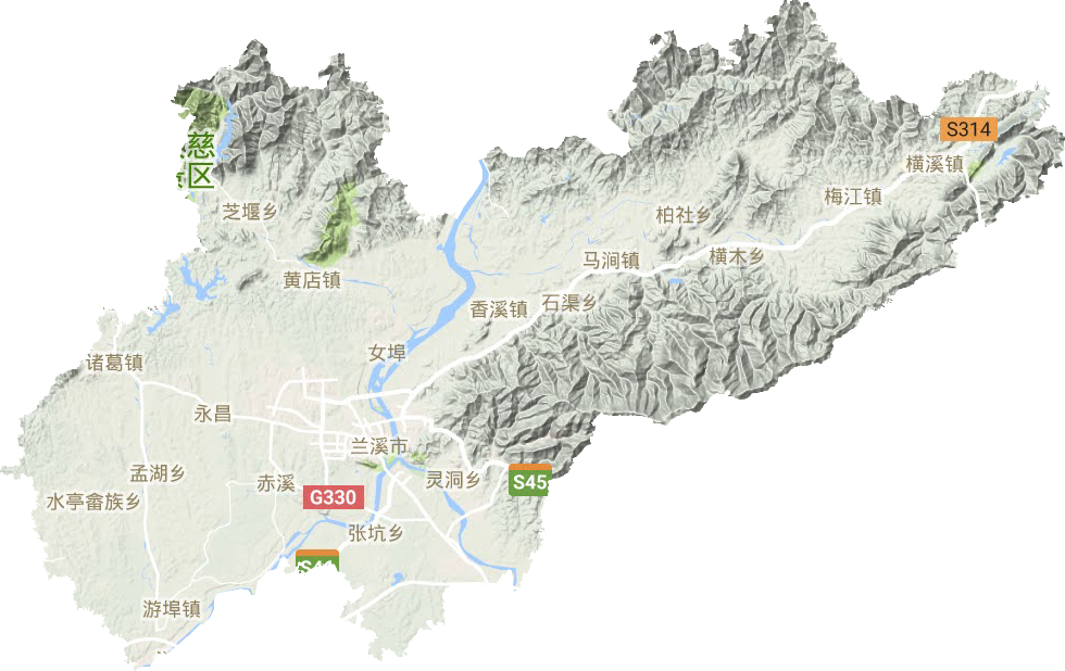 兰溪市地形图