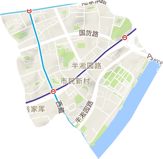 半淞园路街道地形图