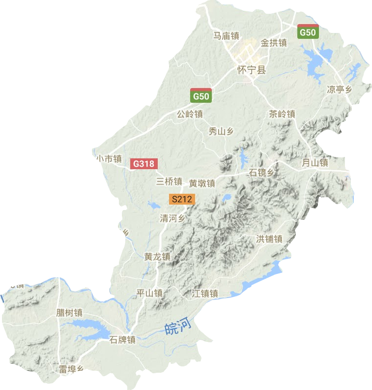怀宁县地形图