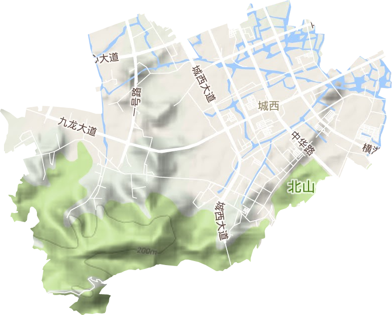 城西街道地形图