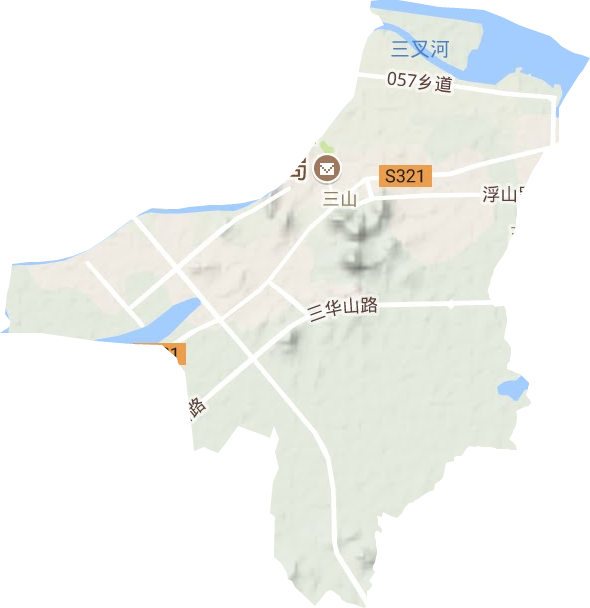 三山街道地形图