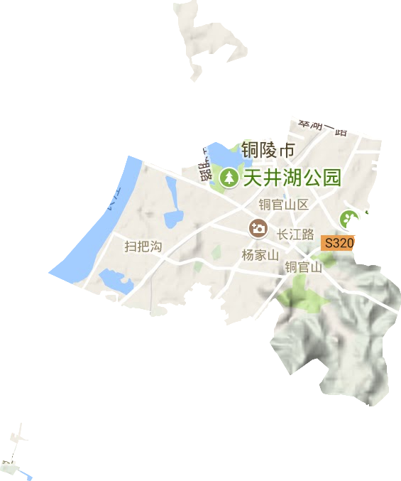 铜官山区虚镇地形图