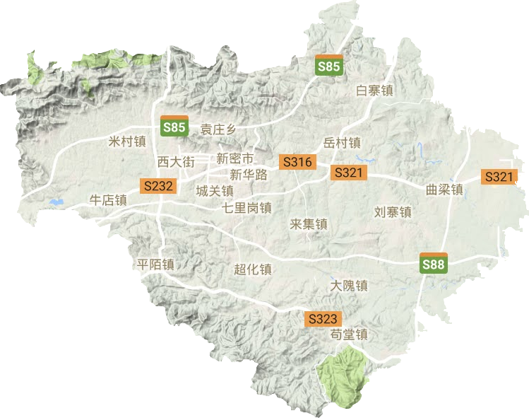 新密市地形图