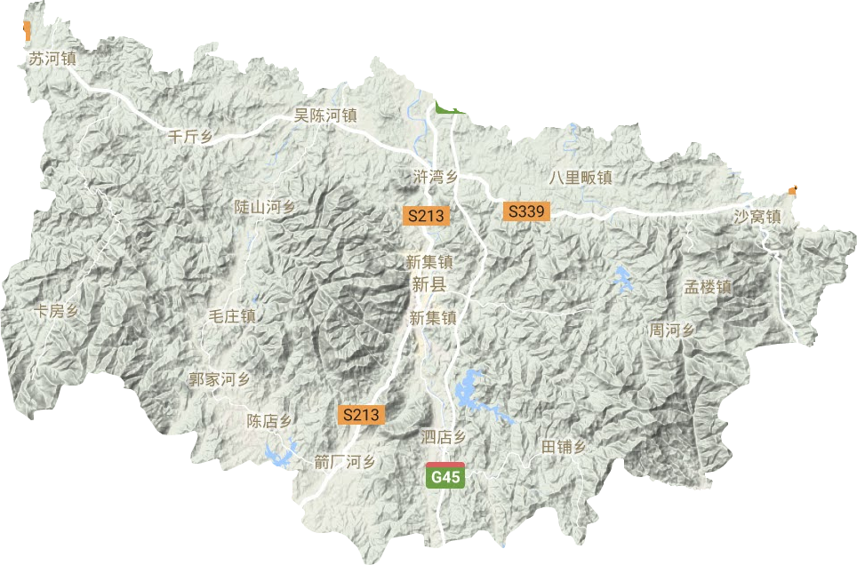 新县地形图