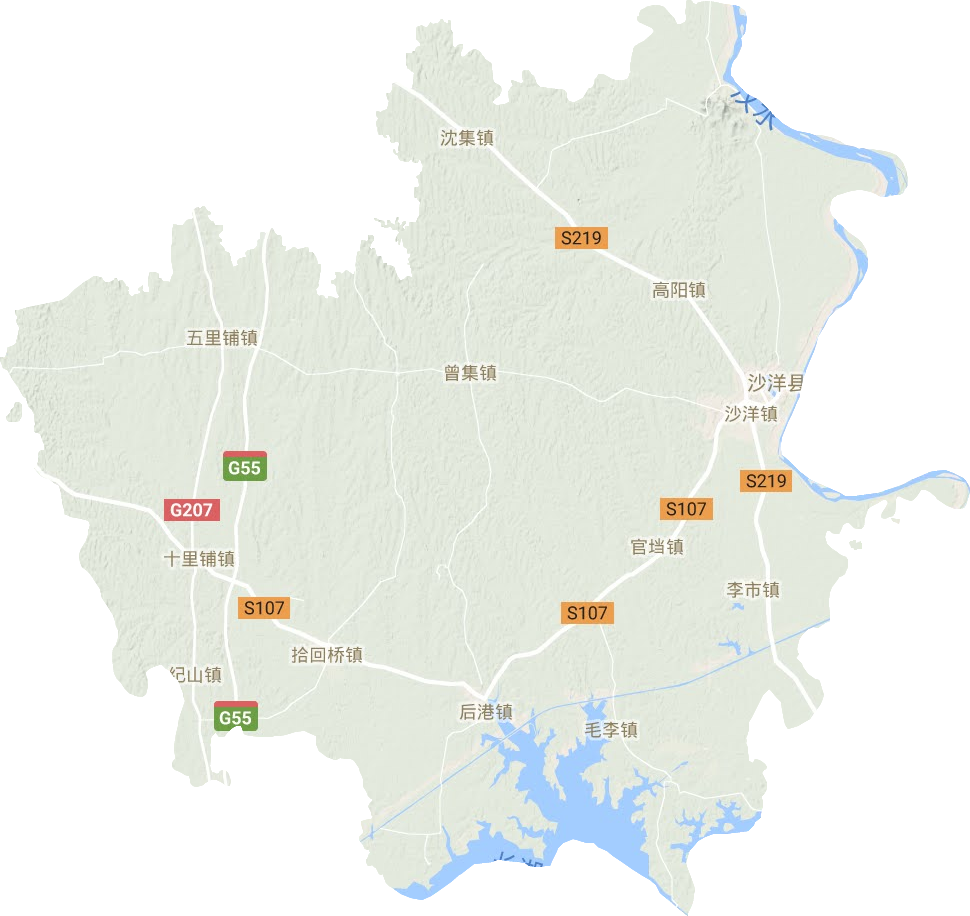 沙洋县地形图