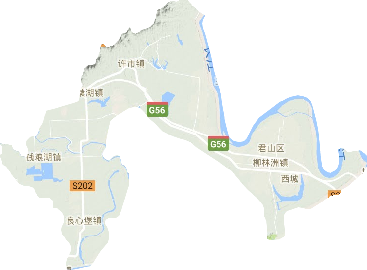 君山区地形图