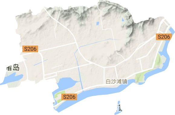 白沙滩镇地形图