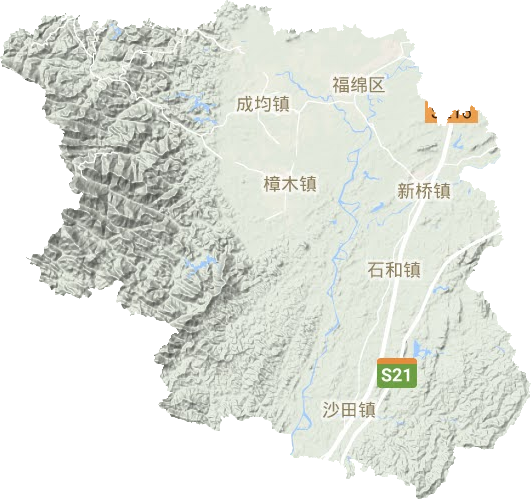 福绵区地形图