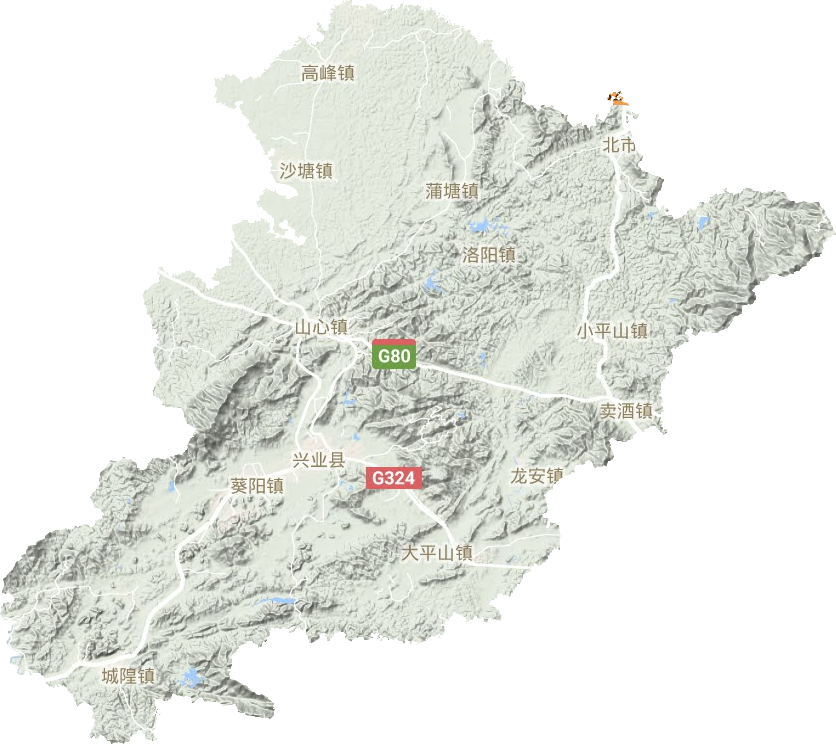 兴业县地形图