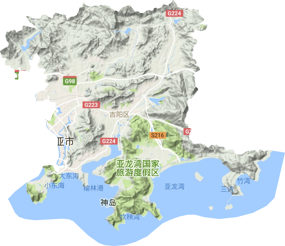 吉阳区地形图