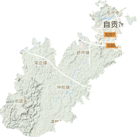 自流井区地形图