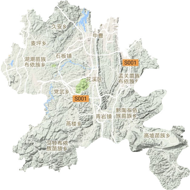 花溪区地形图