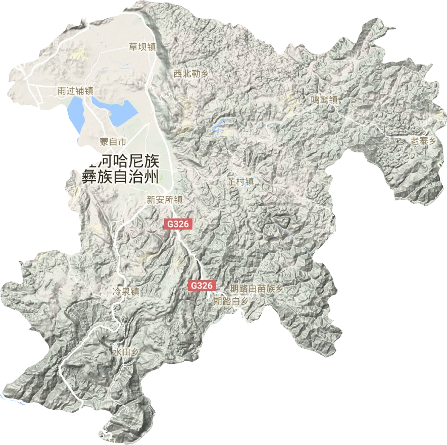 蒙自市地形图