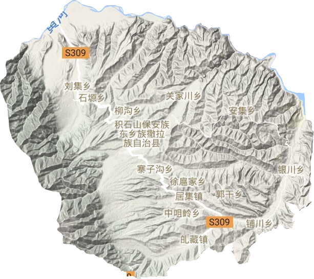 积石山保安族东乡族撒拉族自治县地形图