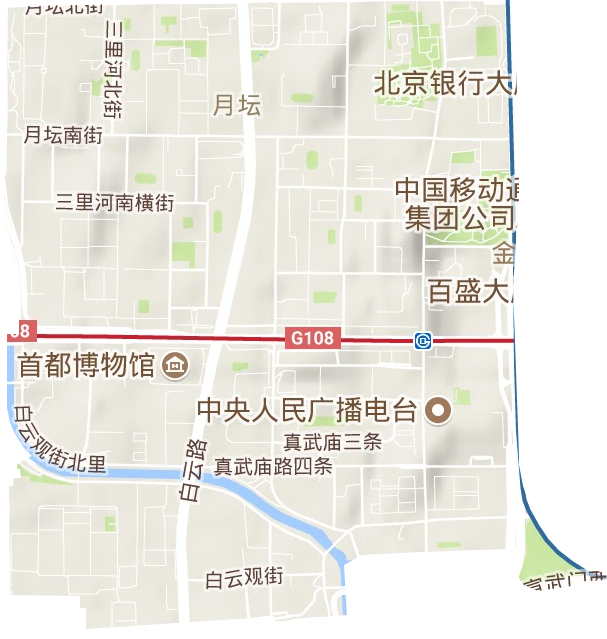 月坛街道地形图