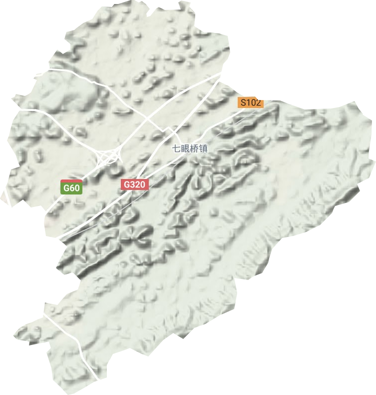 七眼桥镇地形图