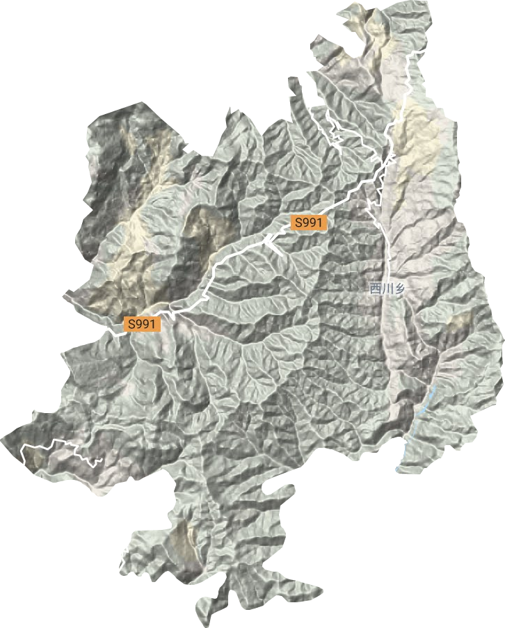 西川乡地形图