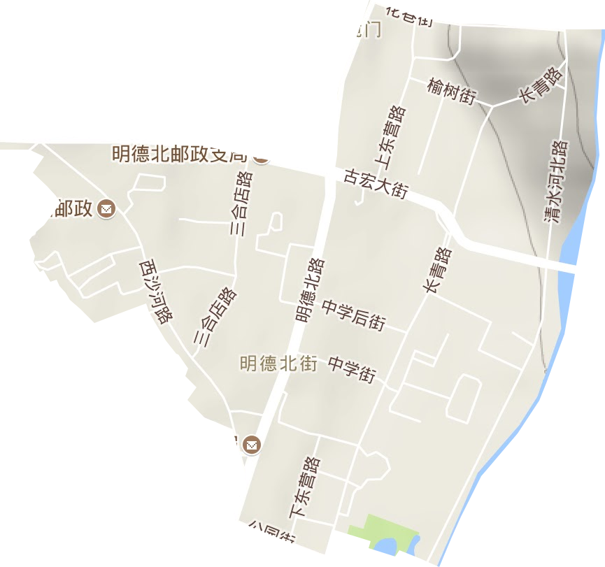 明德北街街道地形图