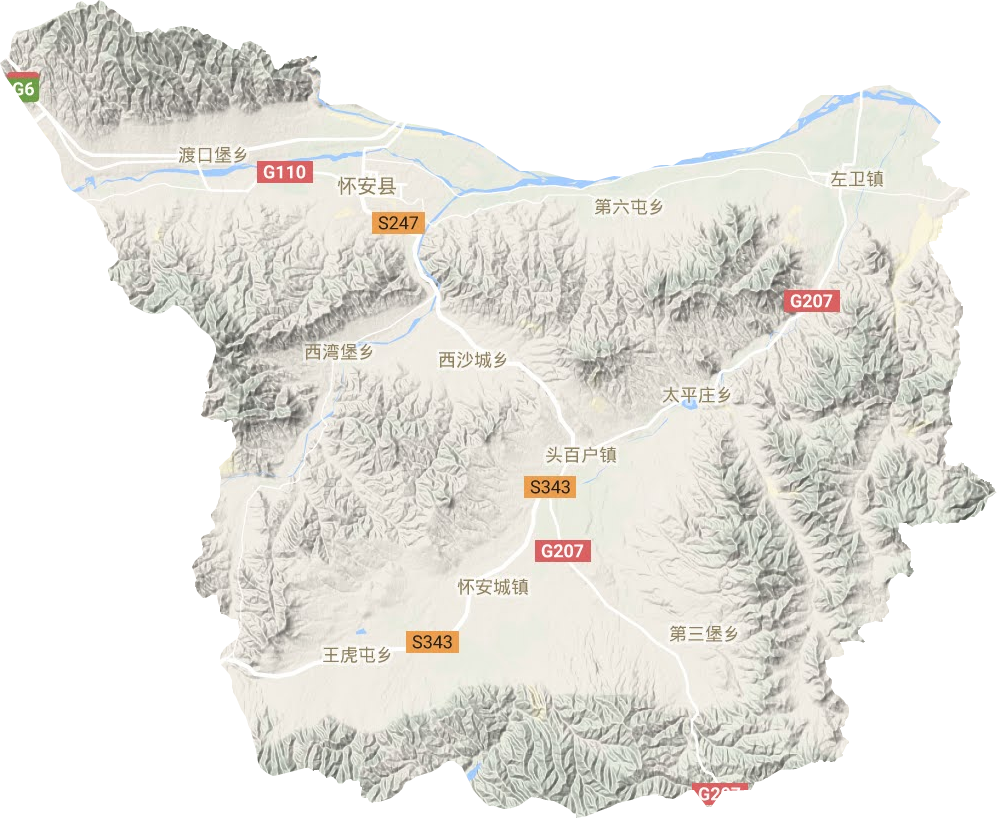 怀安县地形图