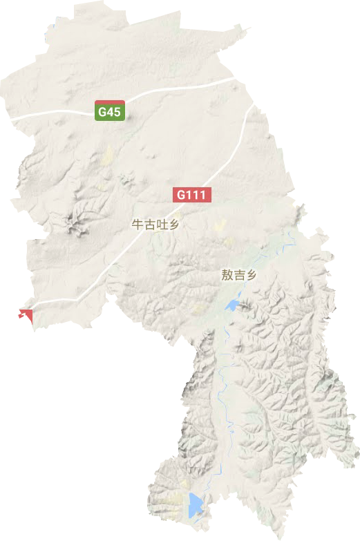牛古吐乡地形图